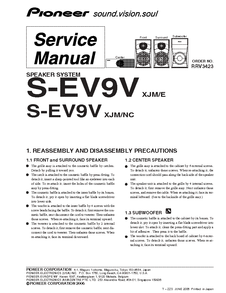PIONEER S-EV9V SM service manual (1st page)