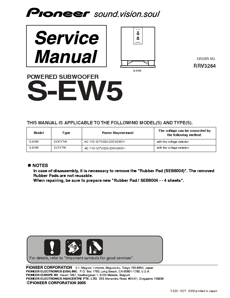PIONEER S-EW5 service manual (1st page)