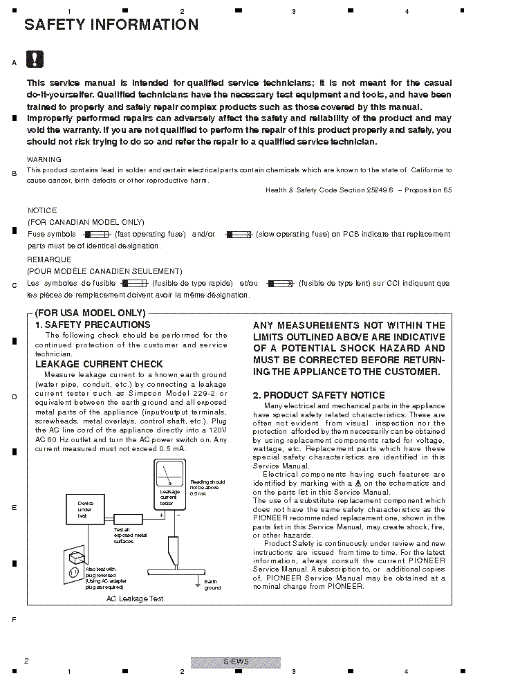 PIONEER S-EW5 service manual (2nd page)