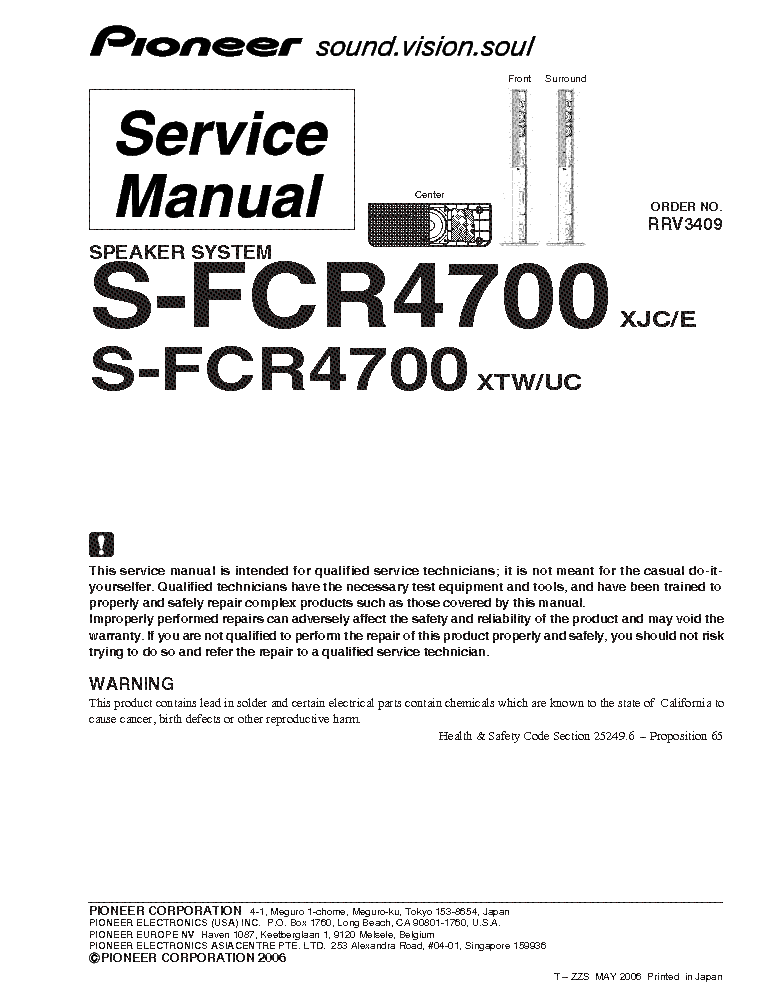 PIONEER S-FCR4700 SM service manual (1st page)