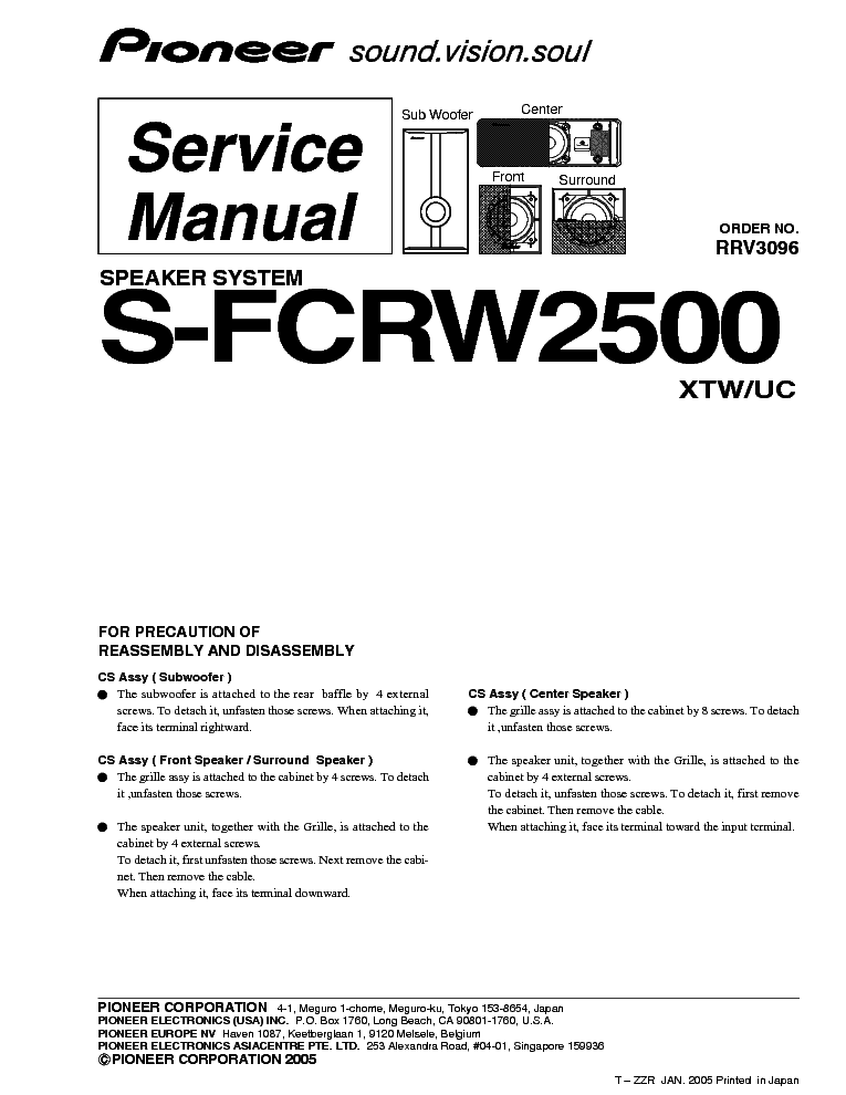 PIONEER S-FCRW2500 service manual (1st page)