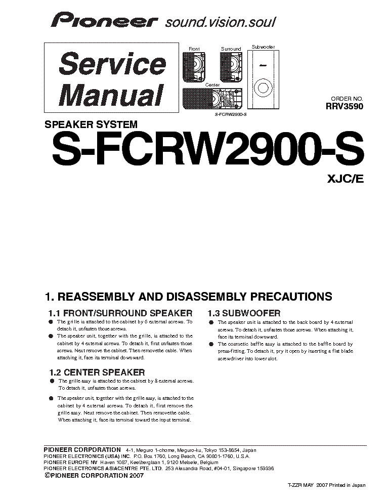 PIONEER S-FCRW2900-S SM service manual (1st page)