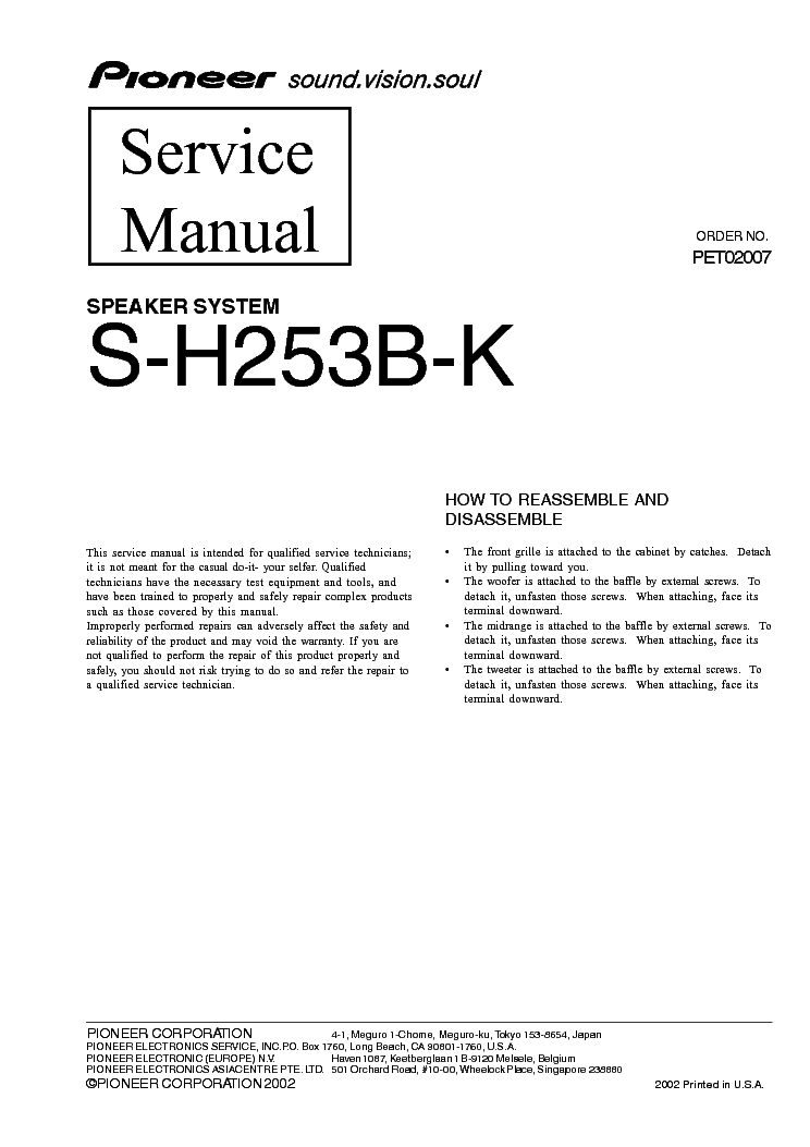 PIONEER S-H253B-K SM service manual (1st page)