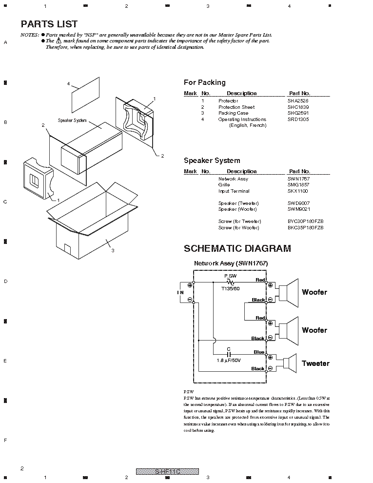 PIONEER S-HF11C SM service manual (2nd page)