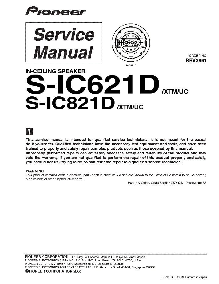 PIONEER S-IC621D 821D SM service manual (1st page)