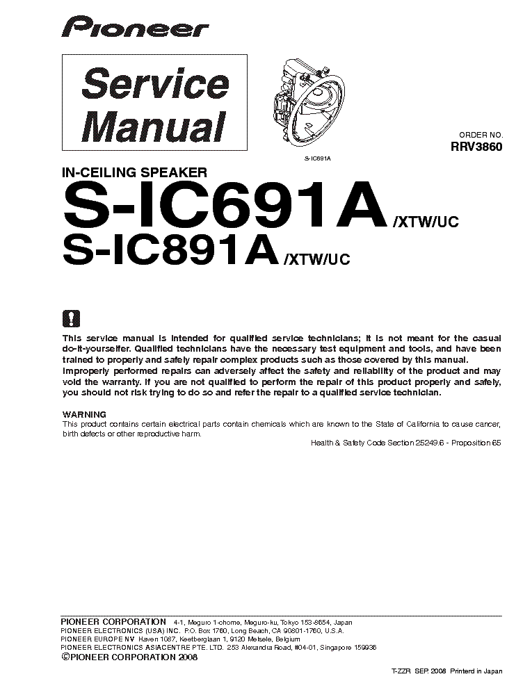 PIONEER S-IC691A 891A SM service manual (1st page)