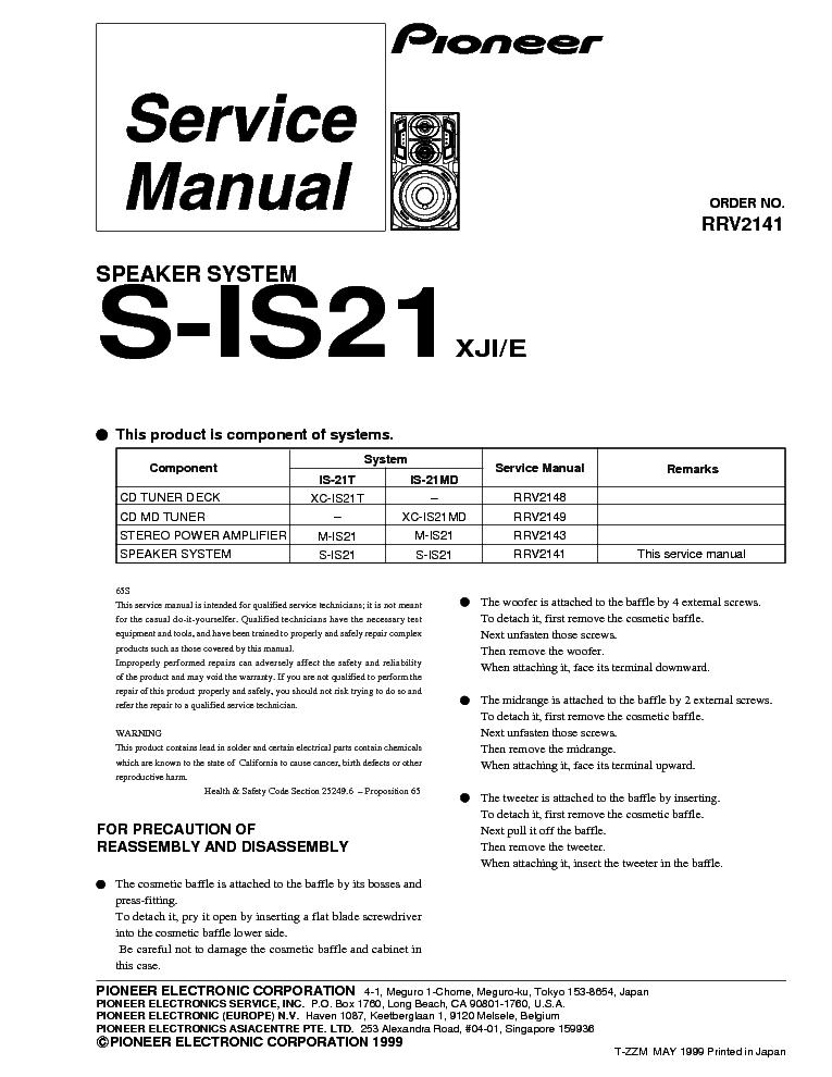 PIONEER S-IS21-XJ-E SM service manual (1st page)