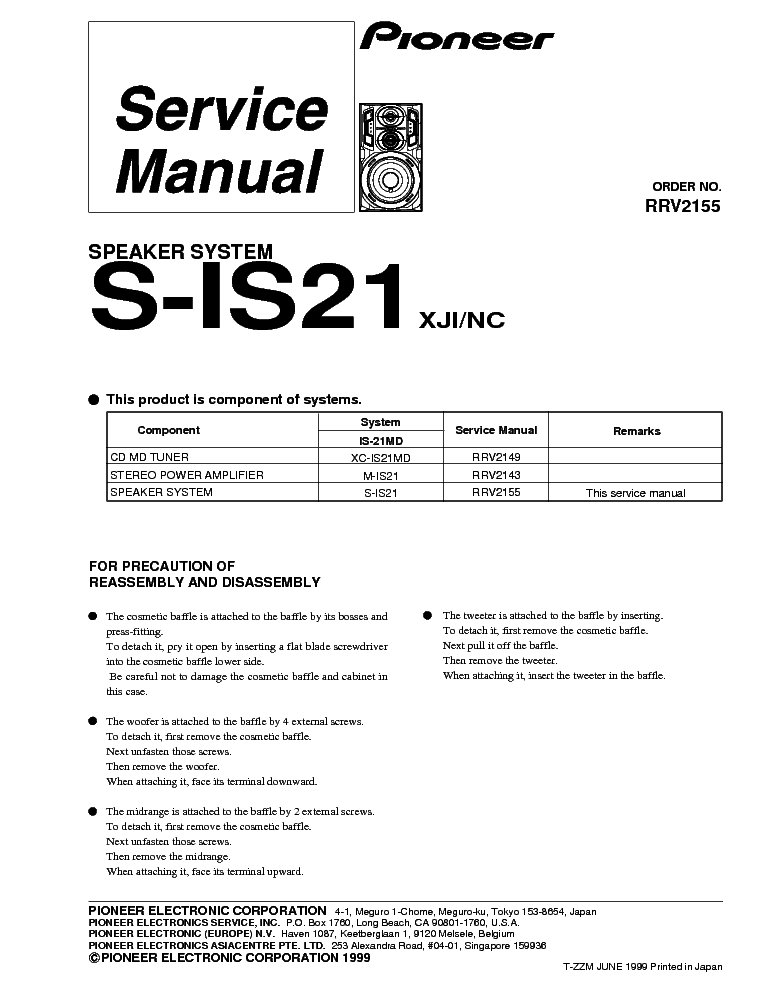 PIONEER S-IS21-XJ-NC SM service manual (1st page)