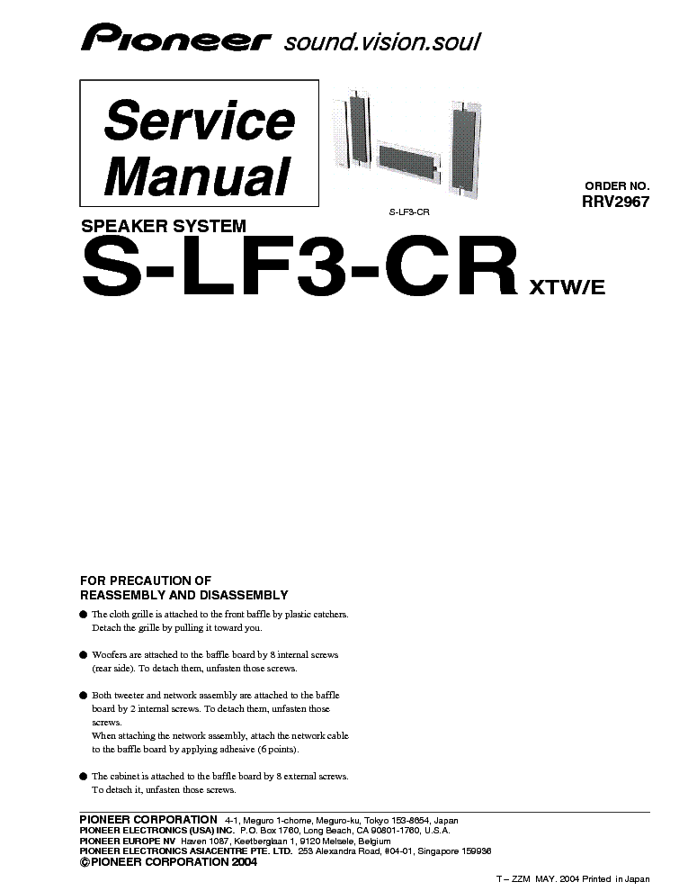 PIONEER S-LF3-CR service manual (1st page)
