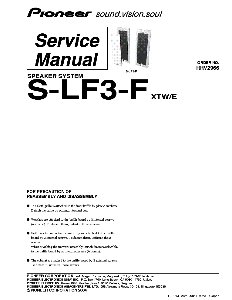 PIONEER S-LF3-F service manual (1st page)