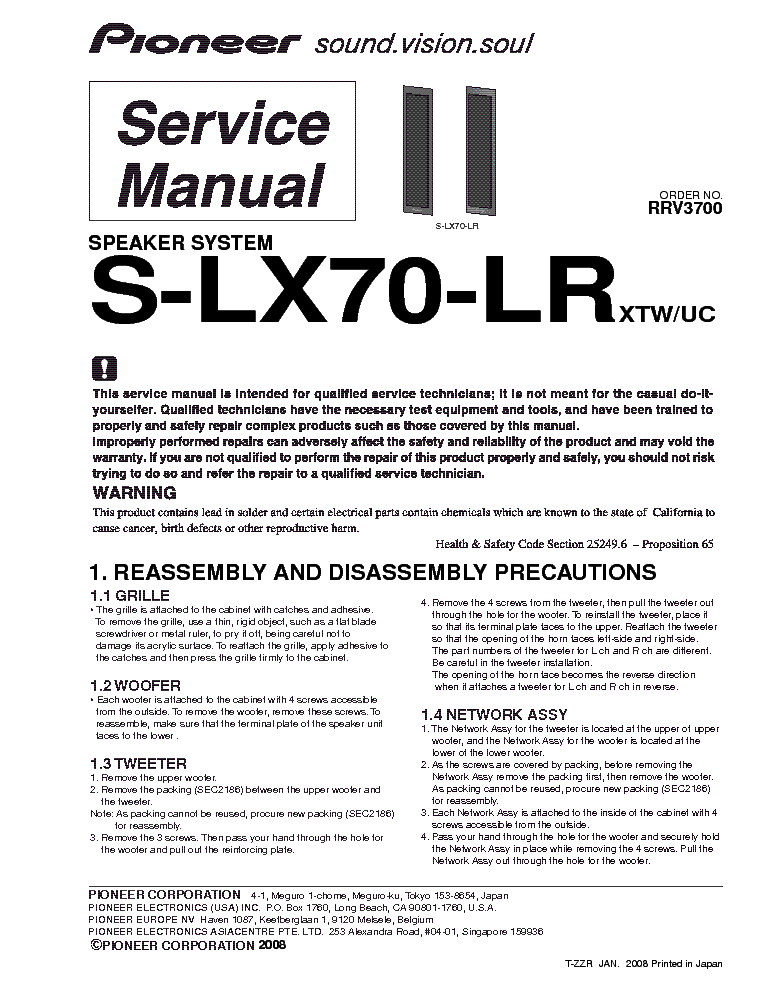 PIONEER S-LX70-LR SM service manual (1st page)
