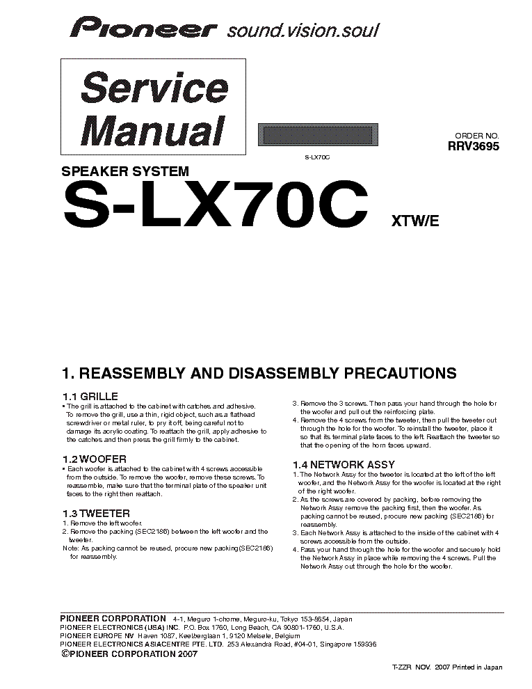 PIONEER S-LX70C service manual (1st page)
