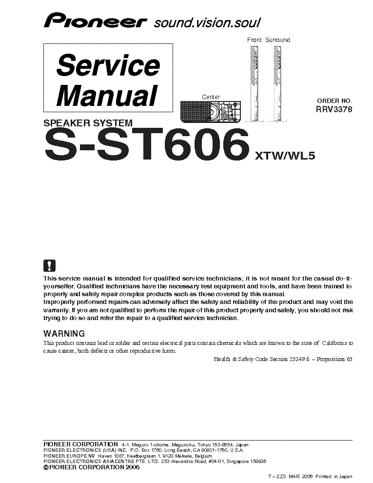 PIONEER S-ST606 SM service manual (1st page)