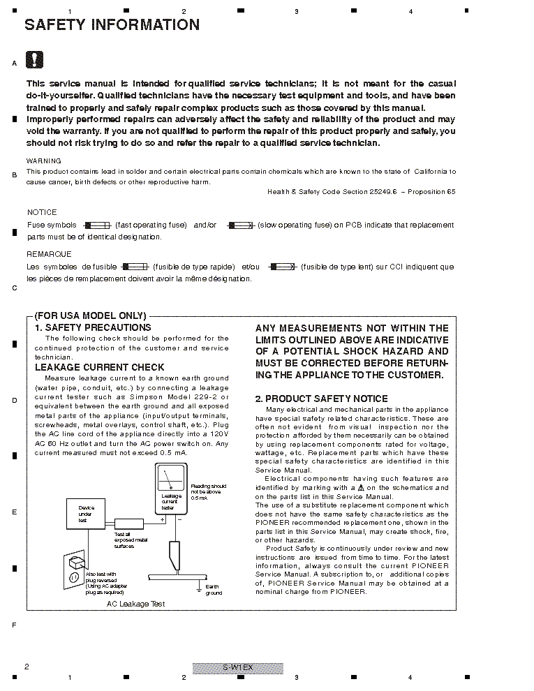 PIONEER S-W1EX RRV3274 SM service manual (2nd page)