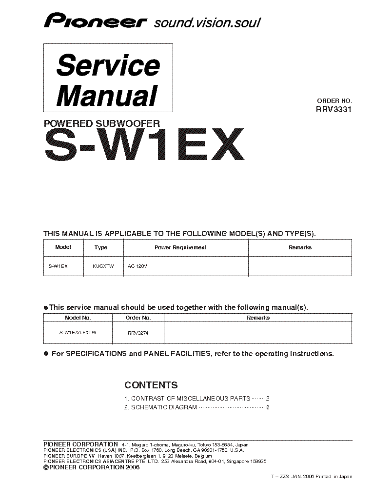 PIONEER S-W1EX RRV3331 SM service manual (1st page)
