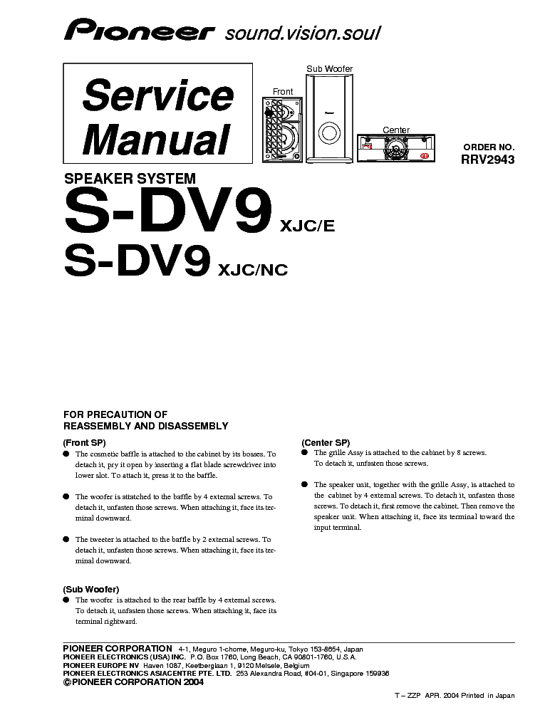 PIONEER S DV9 service manual (1st page)
