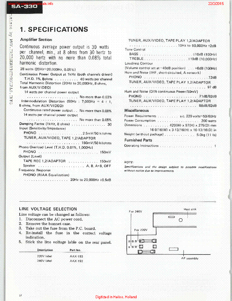 PIONEER SA-330 ARP-1060 STEREO PA 1982 SM service manual (2nd page)
