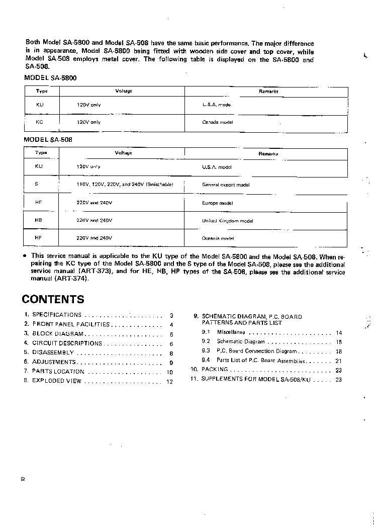 PIONEER SA-508 SA-5800 2X25W SSTEREO PA 1979 SM service manual (2nd page)
