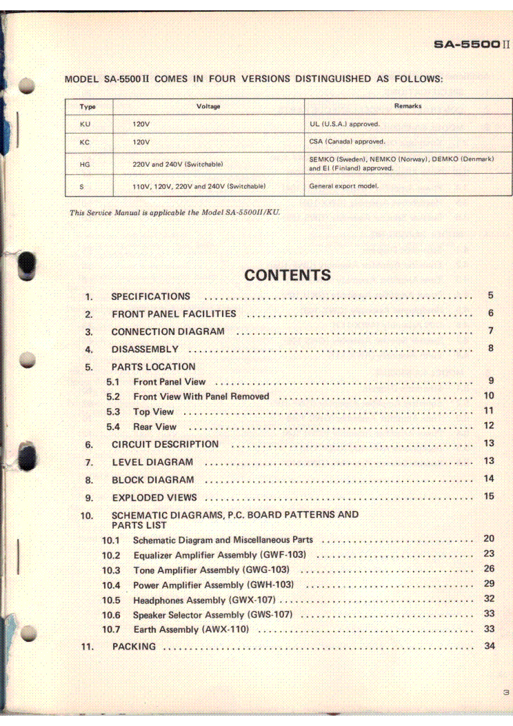 PIONEER SA-5500II AMP service manual (2nd page)