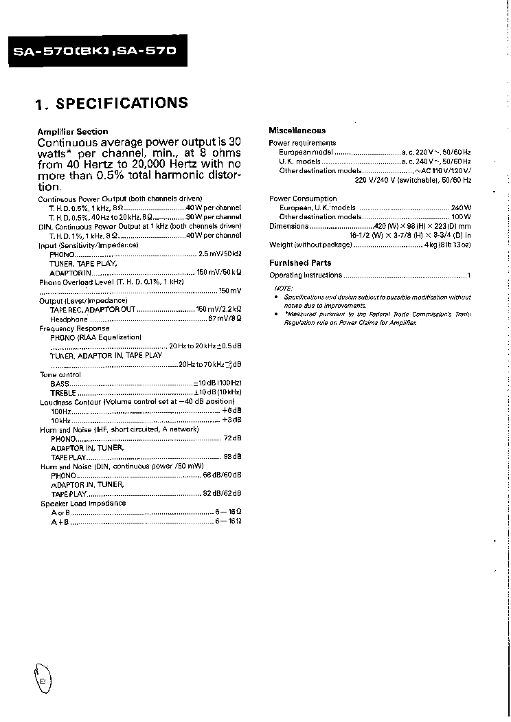 PIONEER SA-570 service manual (2nd page)