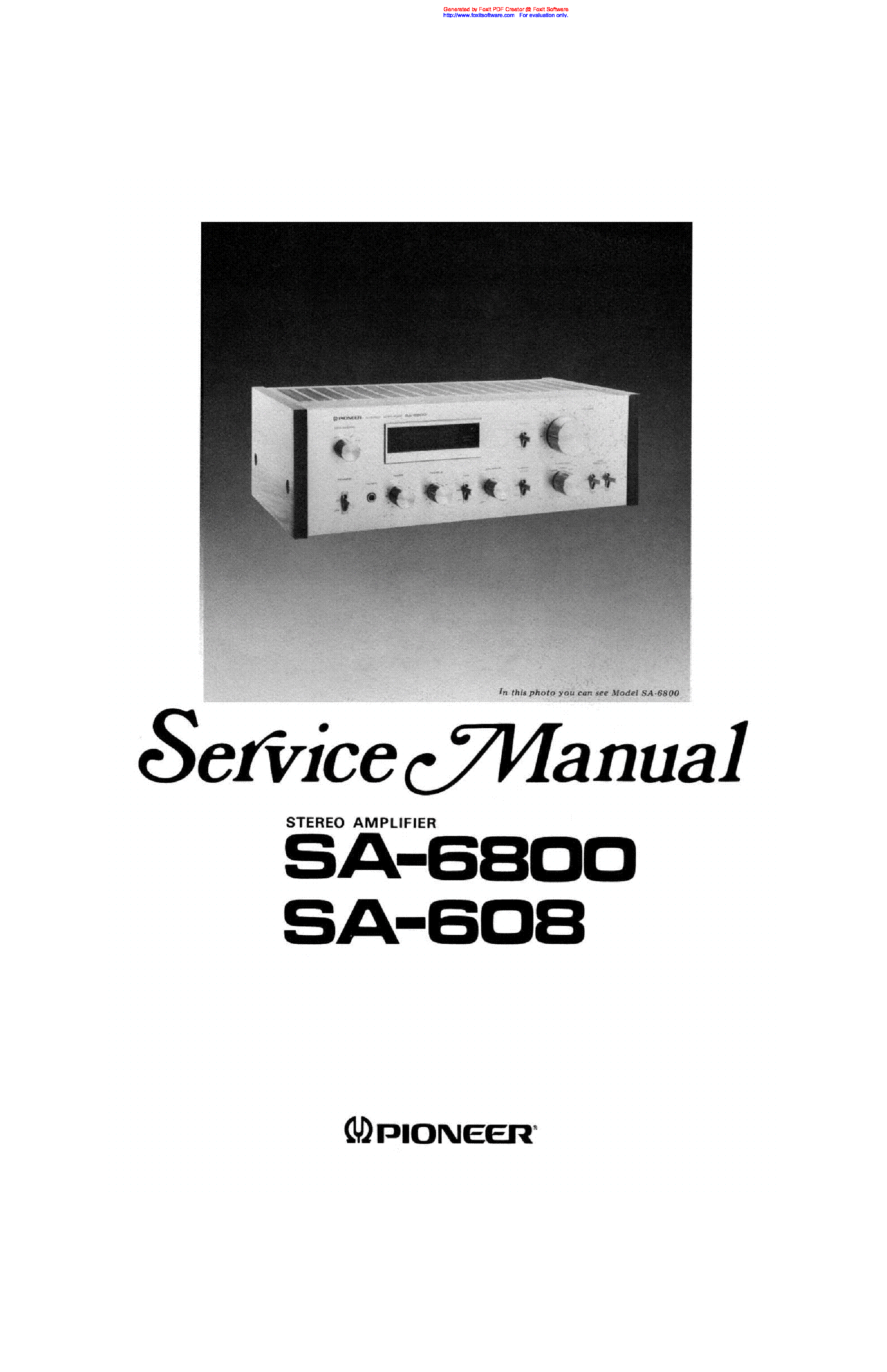 PIONEER SA-608 6800 SM service manual (1st page)