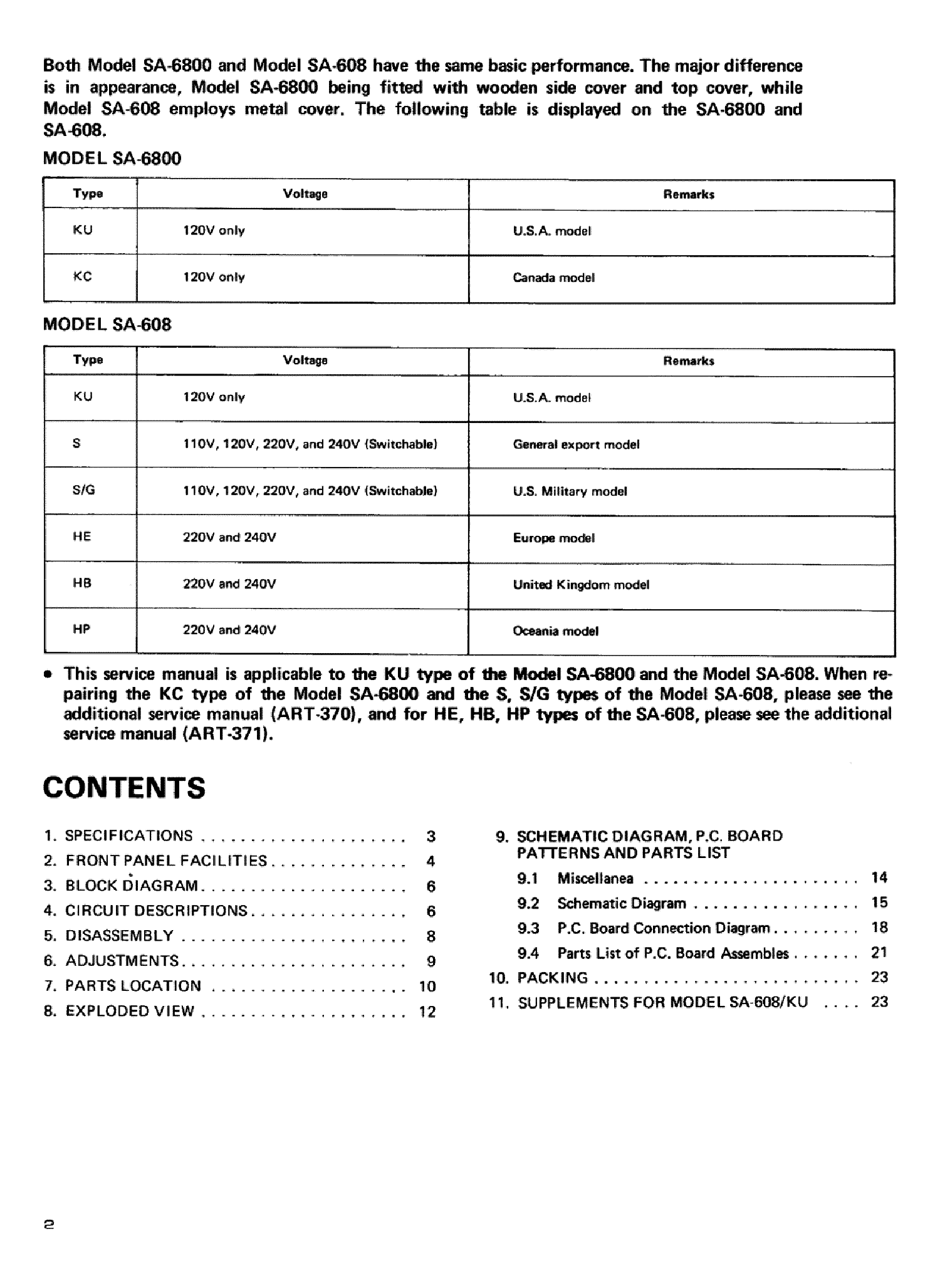 PIONEER SA-608 SA-6800 STEREO PA 1979 SM service manual (2nd page)