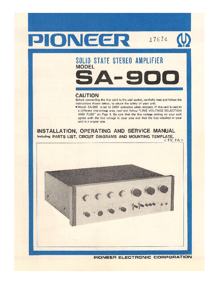 PIONEER SA-900 R12-029-A OM SM service manual (1st page)