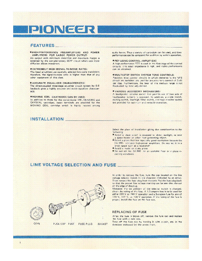 PIONEER SA-900 R12-029-A OM SM service manual (2nd page)