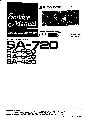 PIONEER SA420 SA520 SA620 SA720 CIRCUIT DESC service manual (1st page)
