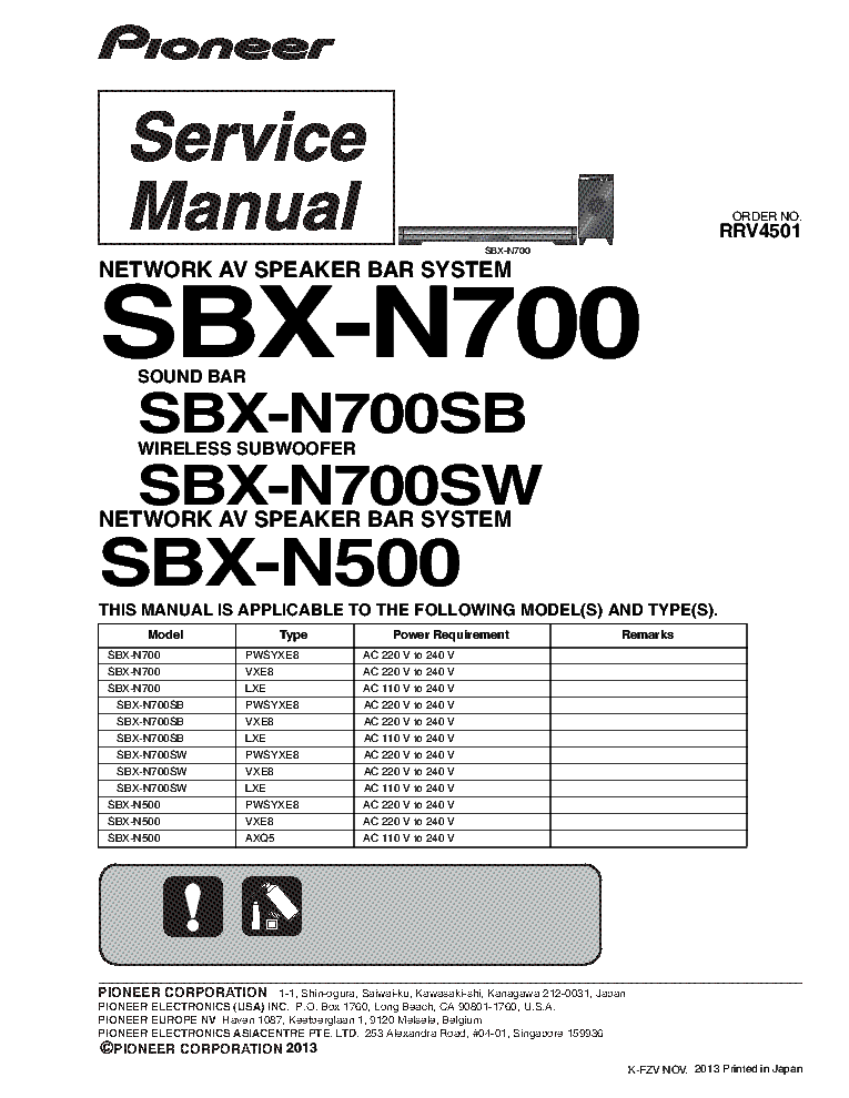 PIONEER SBX-N700 SBX-N500 SM service manual (1st page)