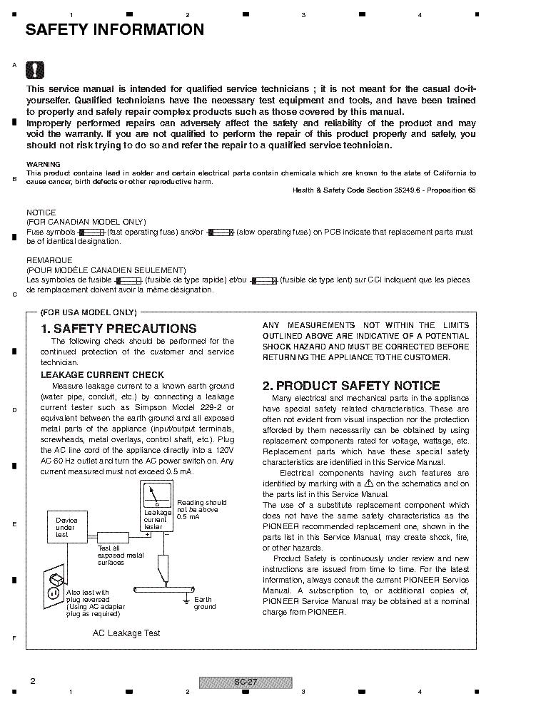 PIONEER SC-25 27 9540 SM service manual (2nd page)