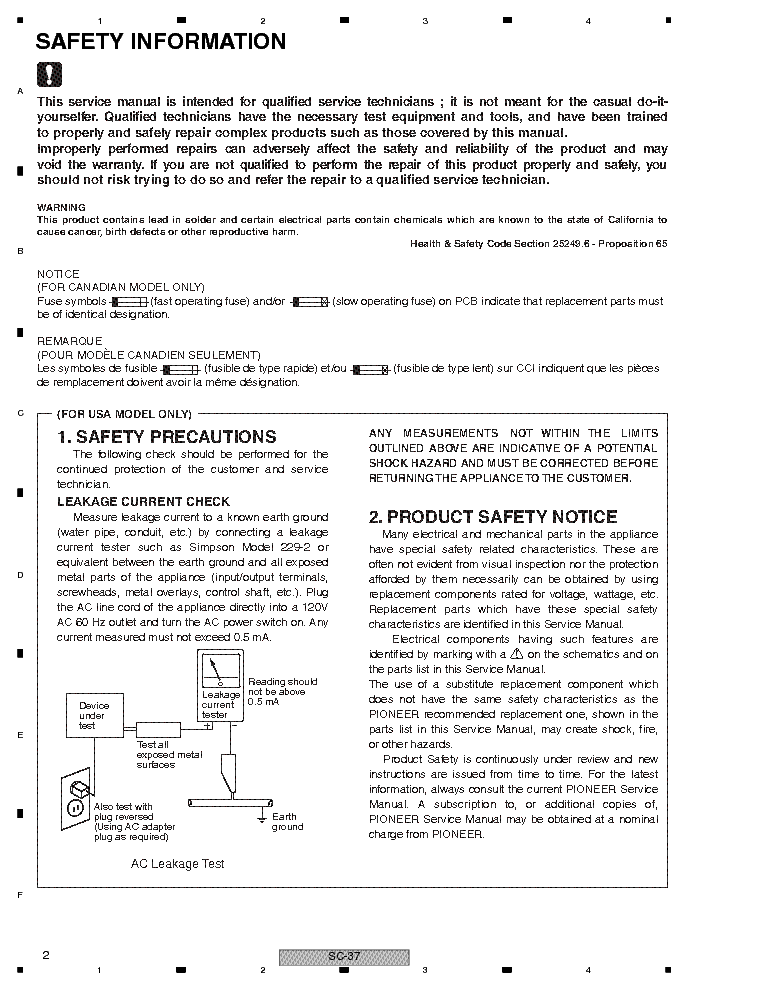 PIONEER SC-35 37 1525-K SM service manual (2nd page)
