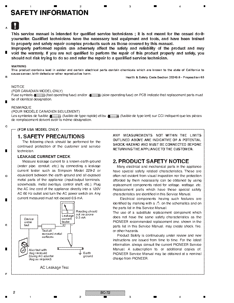PIONEER SC-72 SC-1328-K SC-1323-K RRV4448 service manual (2nd page)