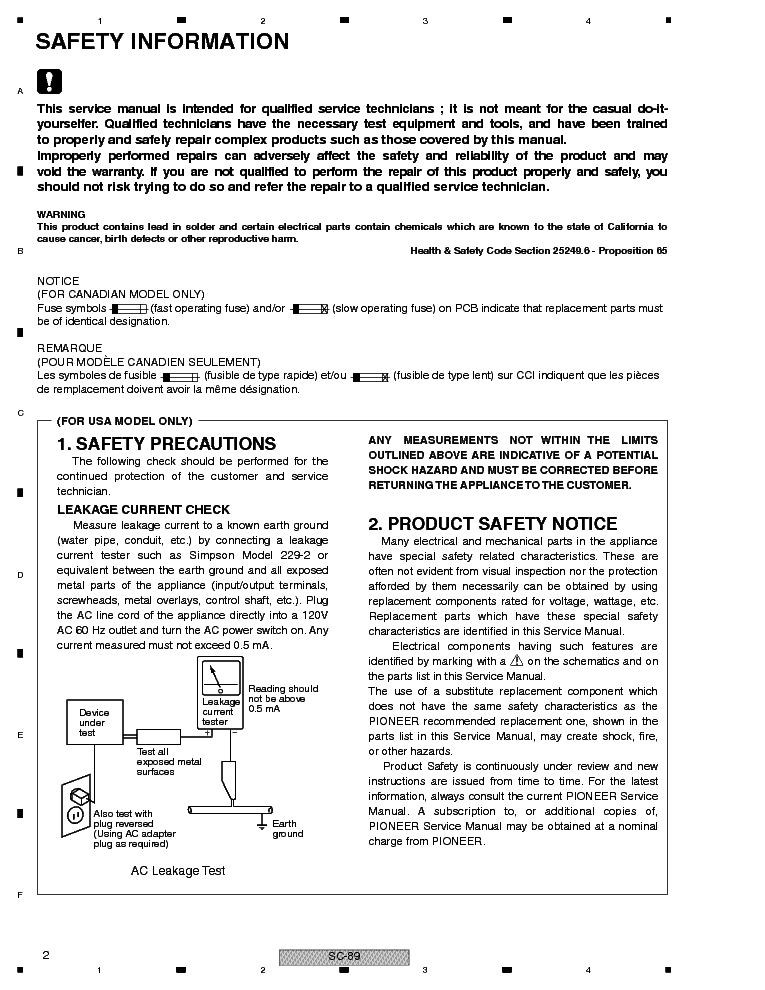 PIONEER SC-89 SC-87 SC-LX88 LX78 AV RECEIVER service manual (2nd page)