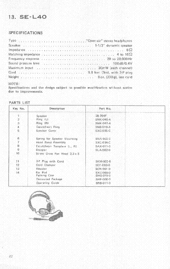 PIONEER SE-L40 SM service manual (1st page)