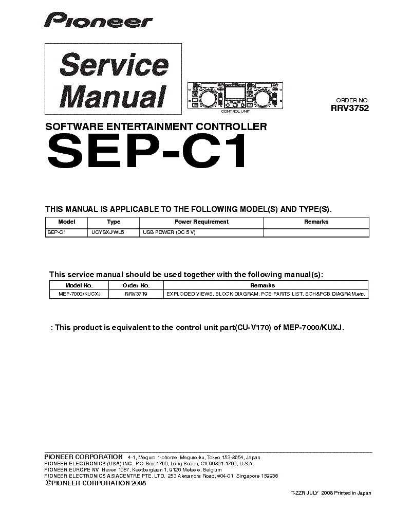 PIONEER SEP-C1 SM service manual (1st page)