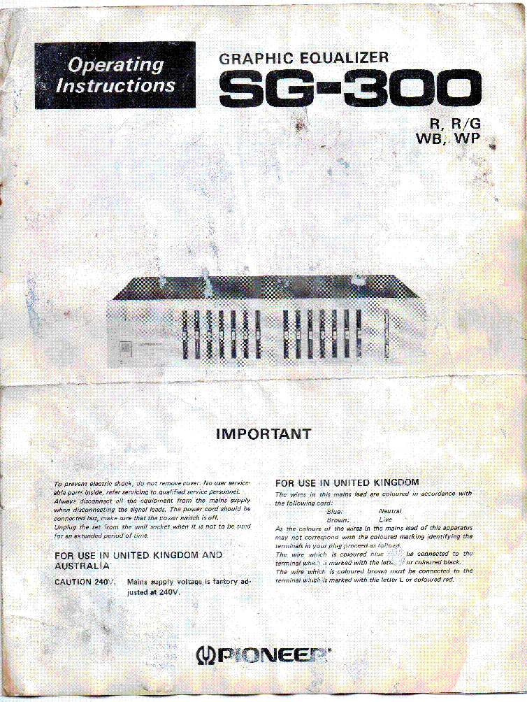 PIONEER SG-300 EQUALIZER SERVICE AND USER MANUAL service manual (1st page)