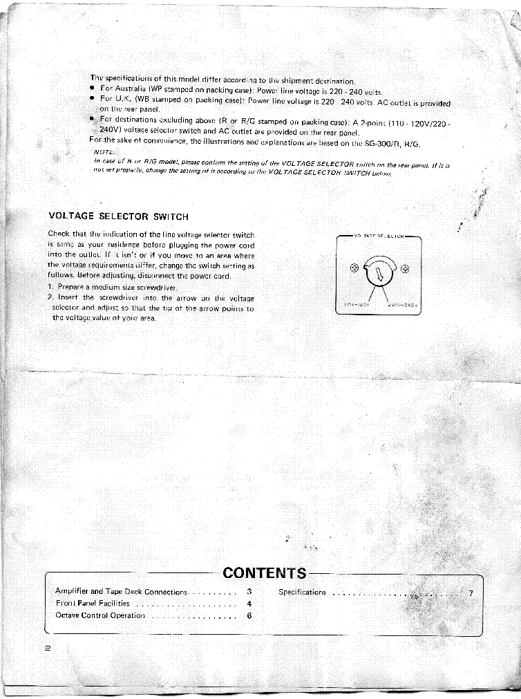 PIONEER SG-300 EQUALIZER SERVICE AND USER MANUAL service manual (2nd page)