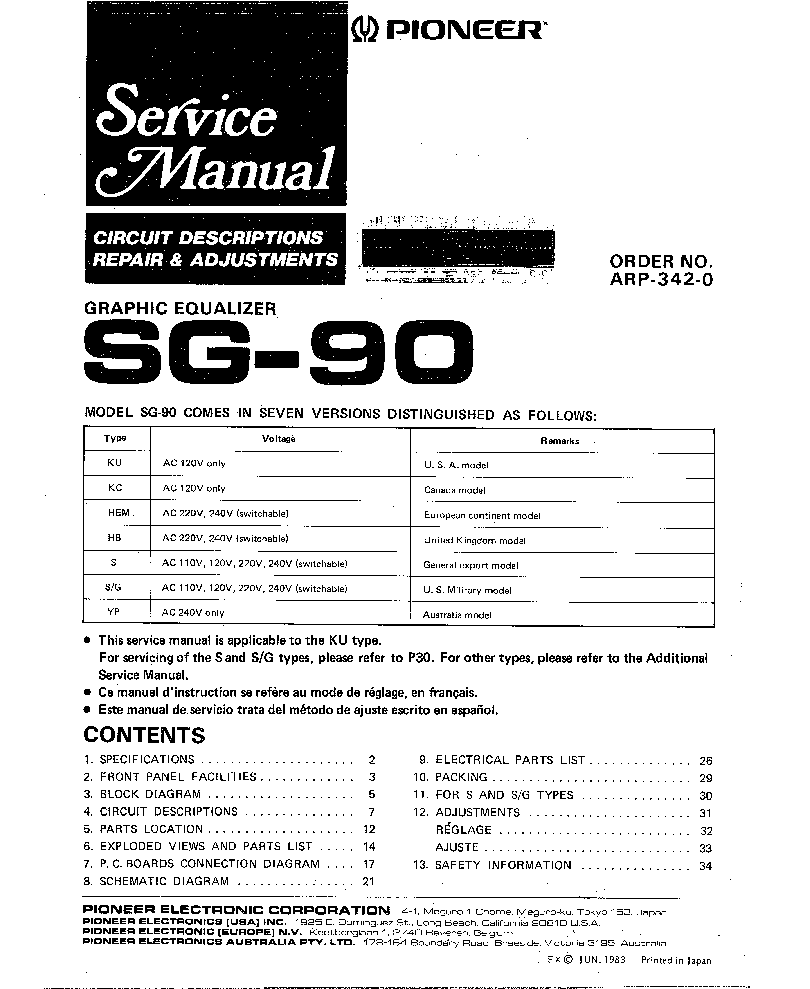 PIONEER SG-90 SM service manual (1st page)