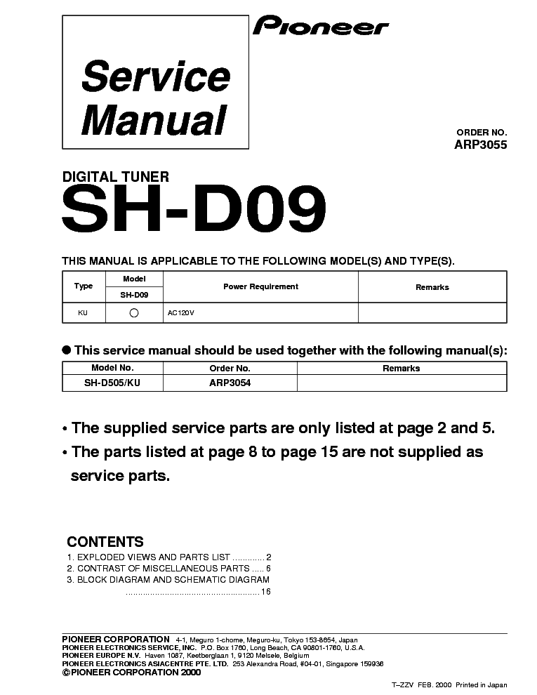 PIONEER SH-D09 service manual (1st page)