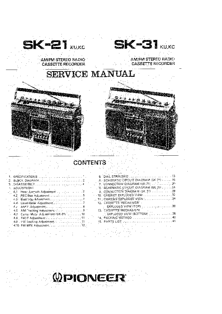 PIONEER SK-21 SK-31 service manual (1st page)