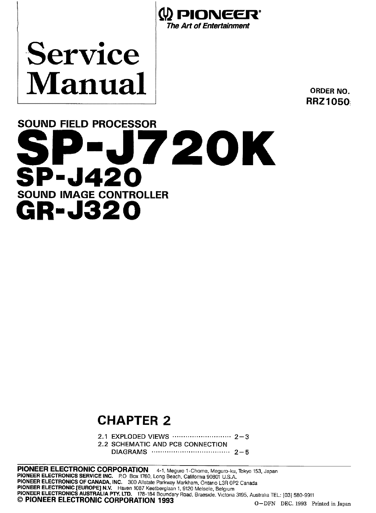 PIONEER SP-J320 J420 J720K service manual (1st page)