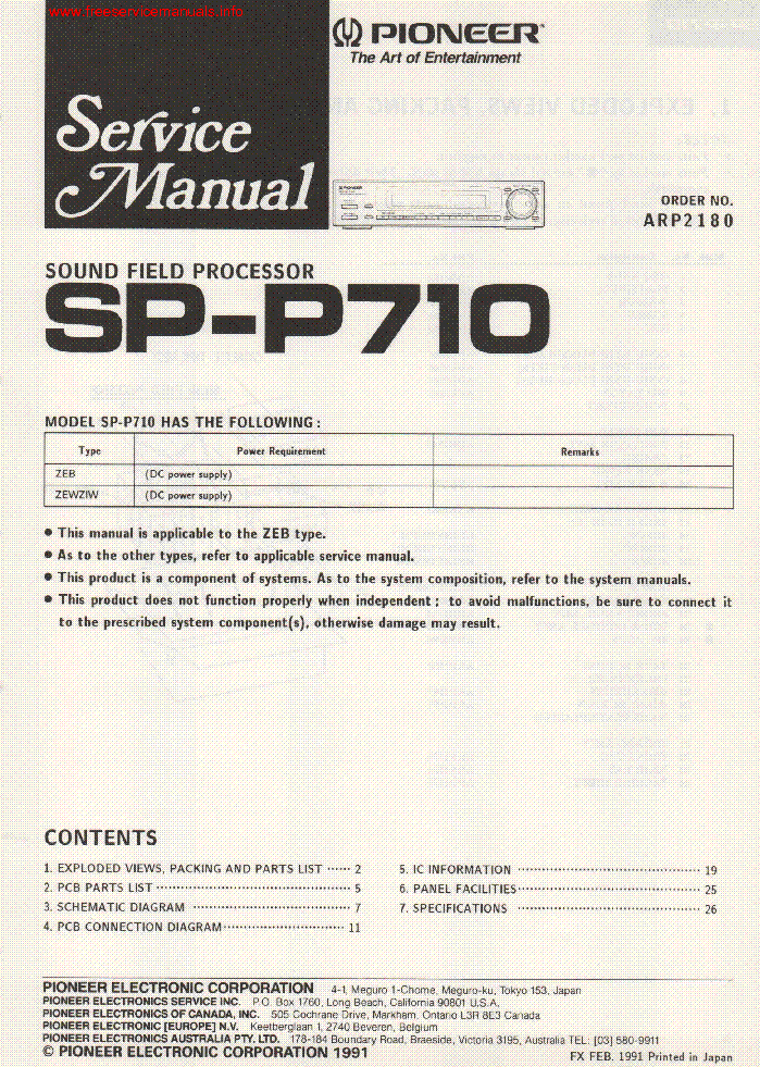 PIONEER SP-P710 service manual (1st page)