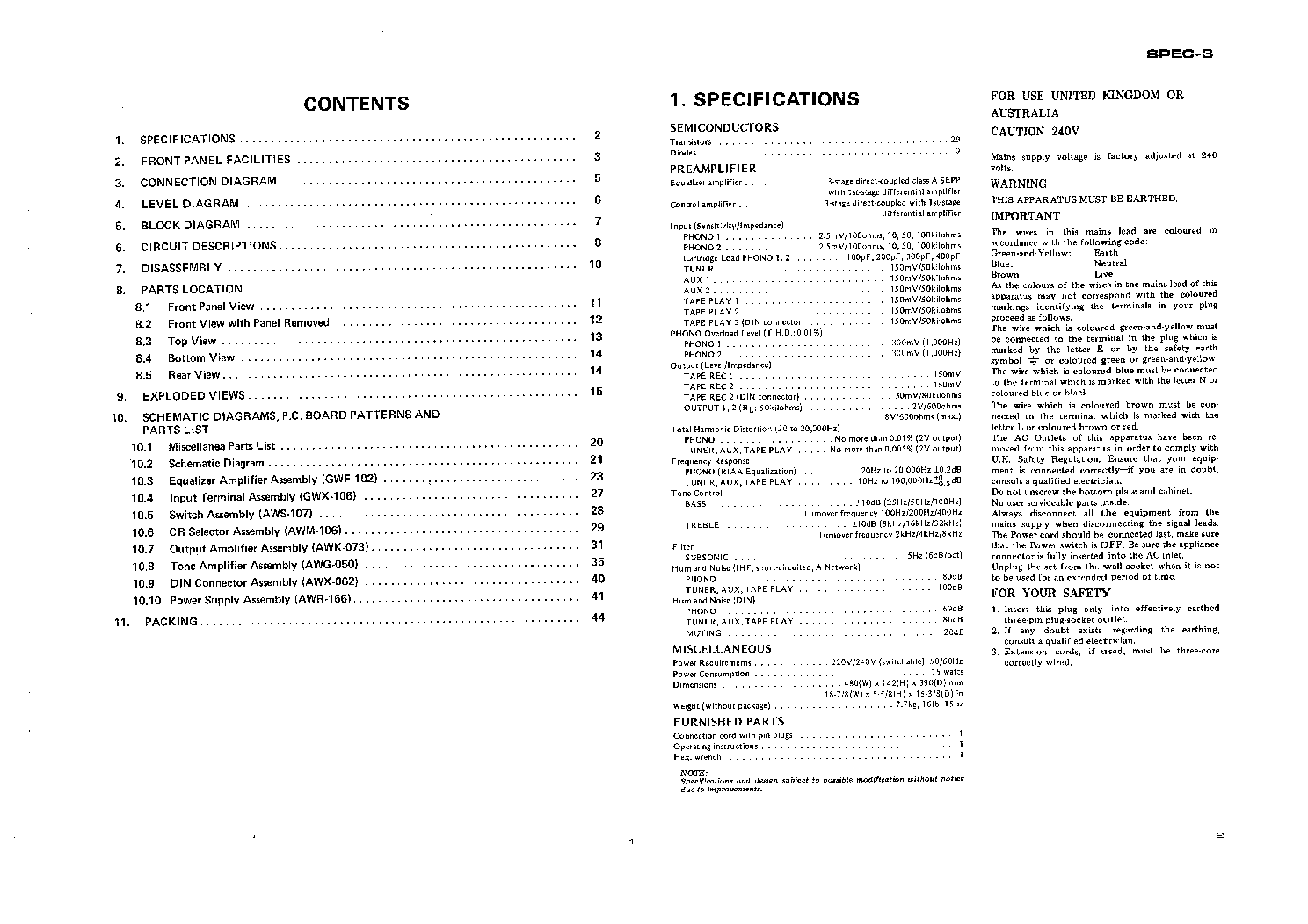 PIONEER SPEC-3 PREAMPLIFIER service manual (2nd page)