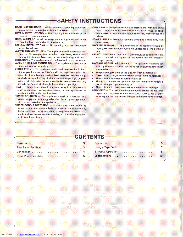 PIONEER SR-9 OPERATING MANUAL service manual (2nd page)
