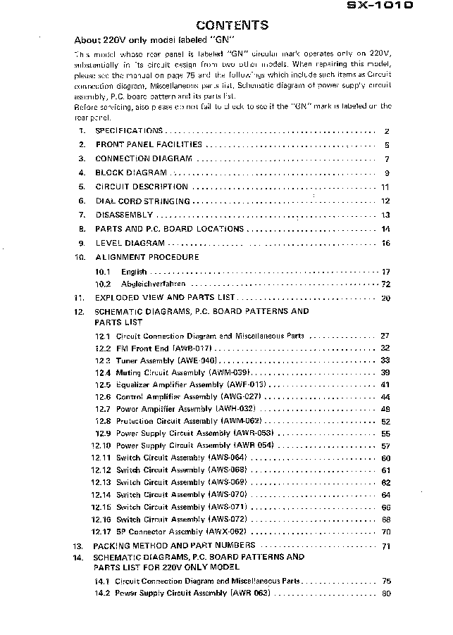PIONEER SX-1010 KCU F GN SM 2 Service Manual download, schematics