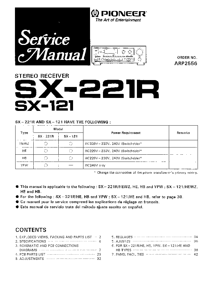 PIONEER SX-121 SX-221R SM service manual (1st page)