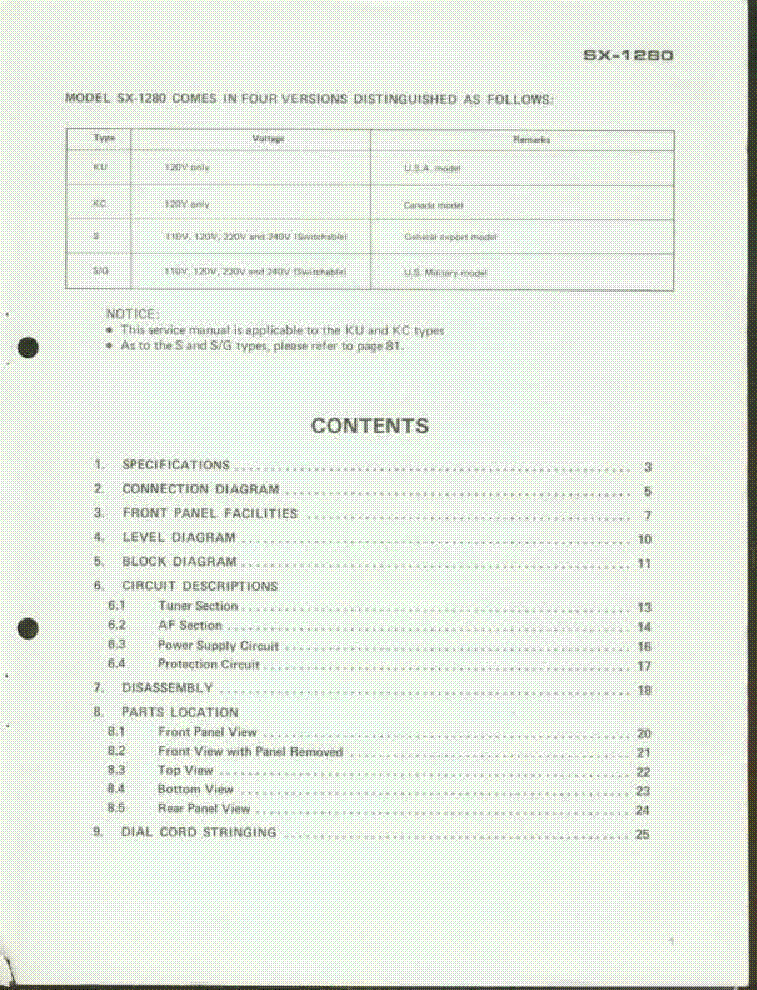 PIONEER SX-1280 AM-FM STEREO RECEIVER service manual (2nd page)