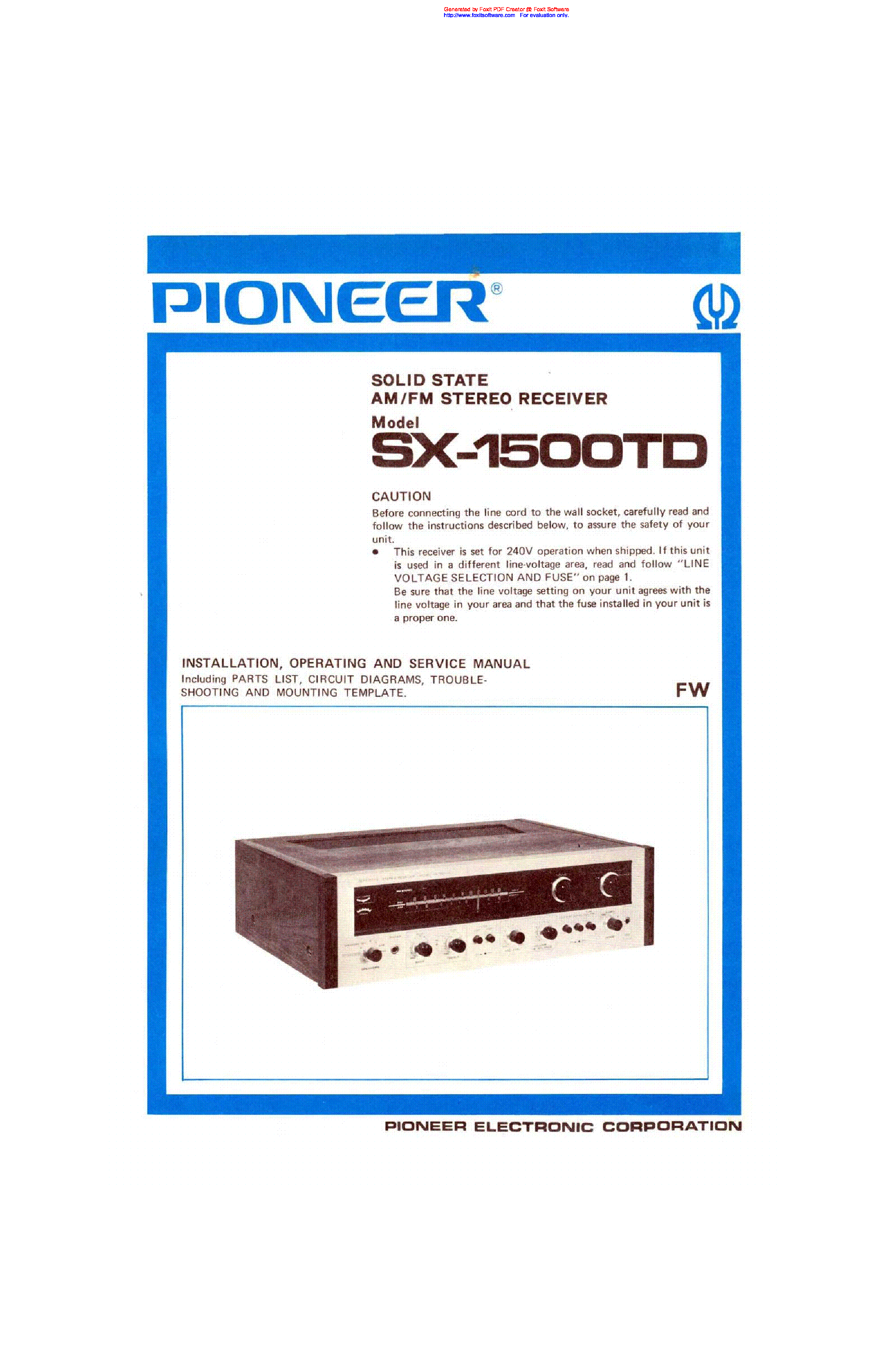PIONEER SX-1500TD SM service manual (1st page)
