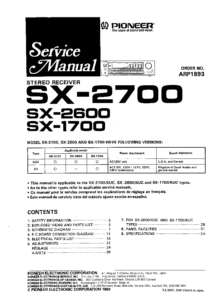 Pioneer CS 301 CS 701 CS 801 CS 901 Service Manual